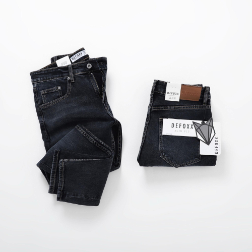 Quần jeans DEFOXX 279 Xám đen wash túi thường